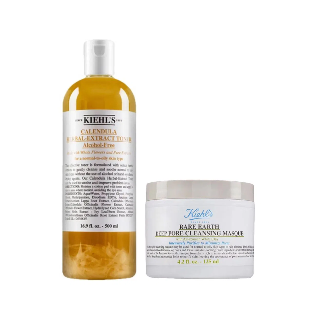 Женский набор для ухода за кожей с календулой Kiehl's, White Clay 125ml+Geranium Water 500ml