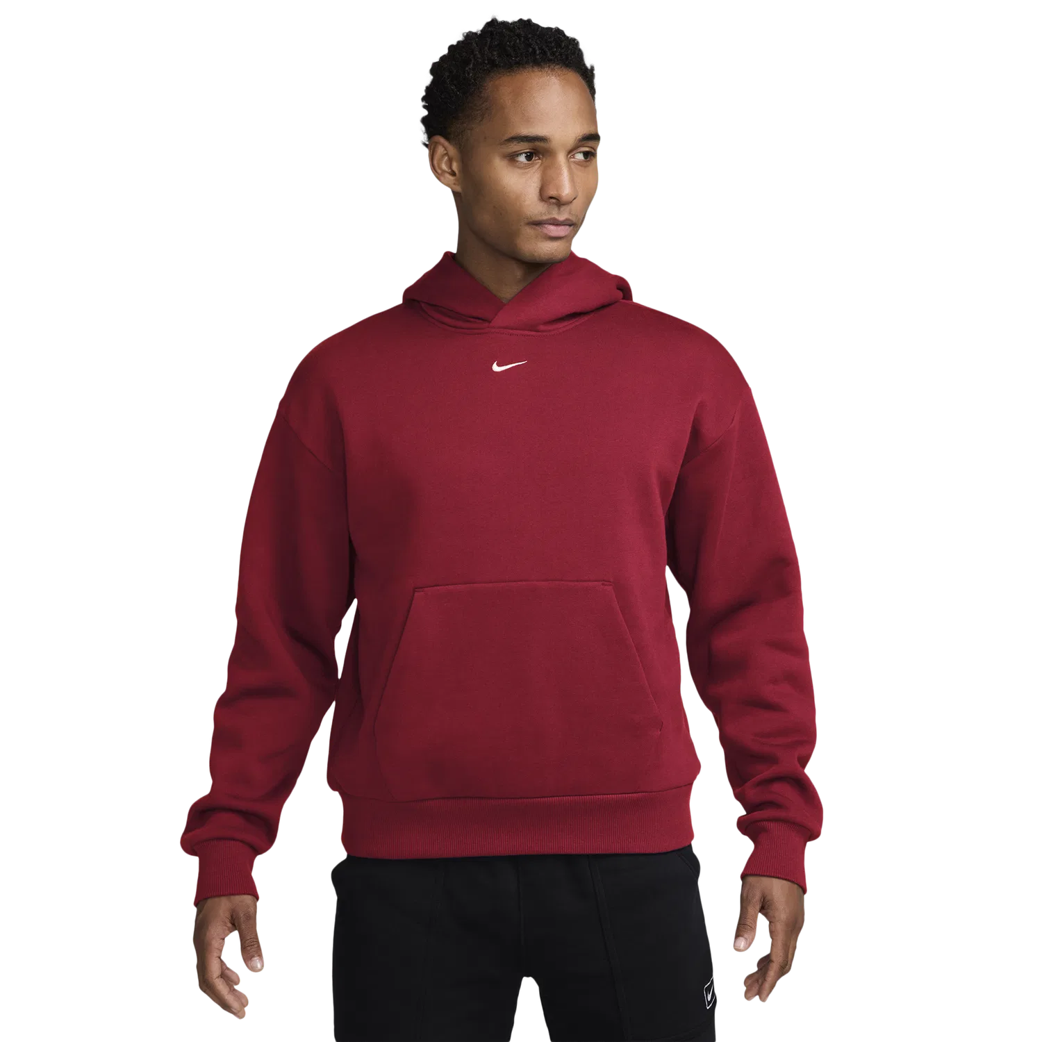 Мужское худи свободного кроя с флисом Nike Solo Swoosh, White/Red — фото 4