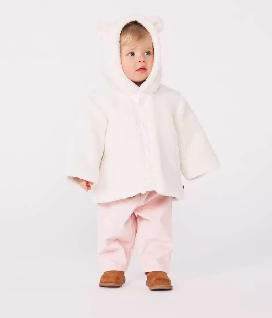 Детская куртка из флиса с капюшоном и ушками, модель с отделкой PETIT BATEAU, Off White — фото 2