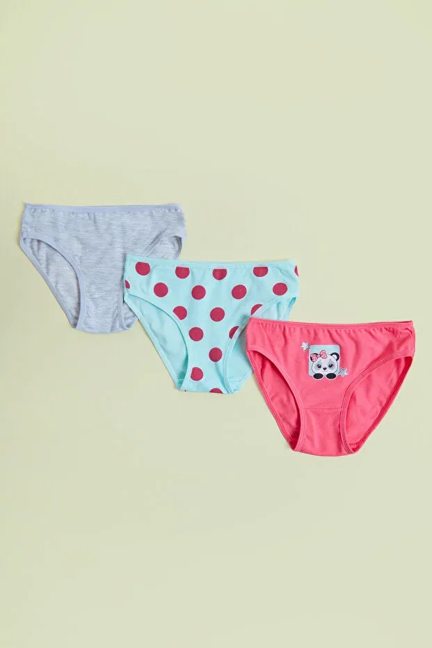 Детский комплект трусиков для девочек с принтом Polka dot 3-piece girls' panties Fulla Moda, Mint — фото 2