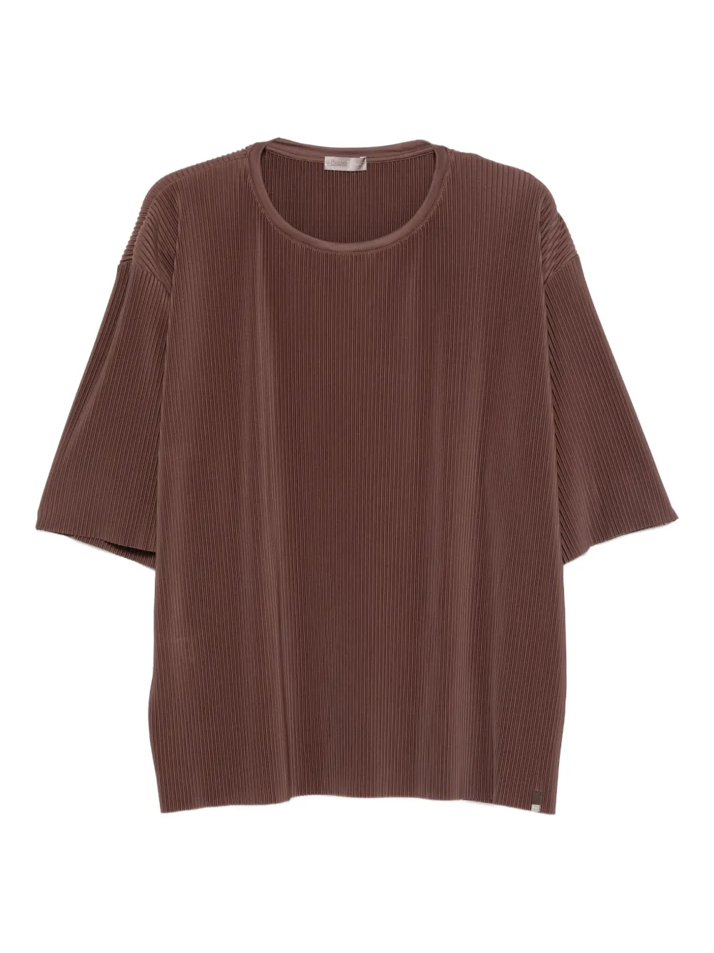 

Плиссированная футболка с круглым вырезом Herno, коричневый