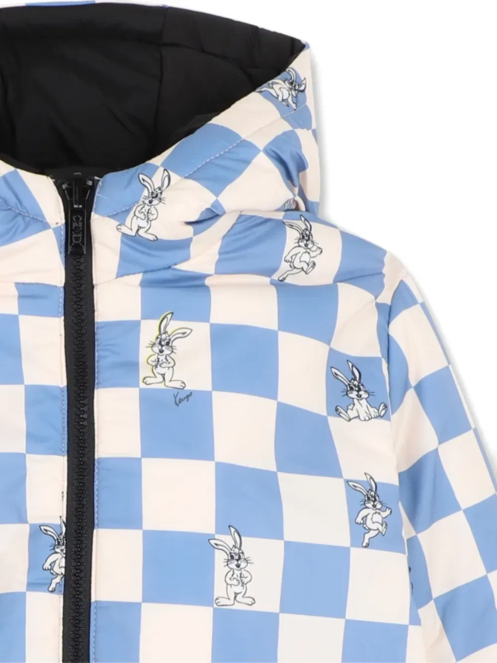 Двусторонний пуховик в клетку Kenzo Kids, синий — фото 3