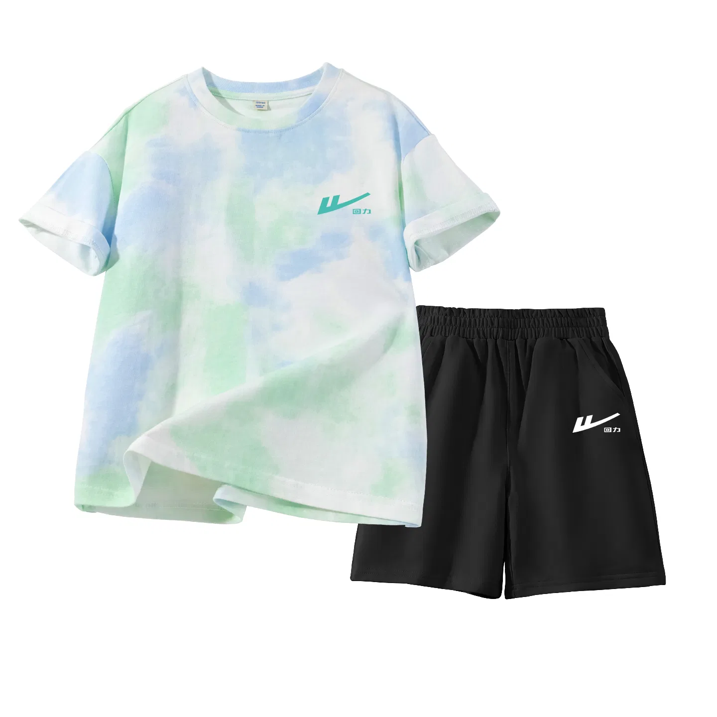 Детский комплект спортивной одежды с круглым вырезом тонкий растяжимый Blue Green/H Huili Green Hook K-Black/H White Huili Mini K WARRIOR