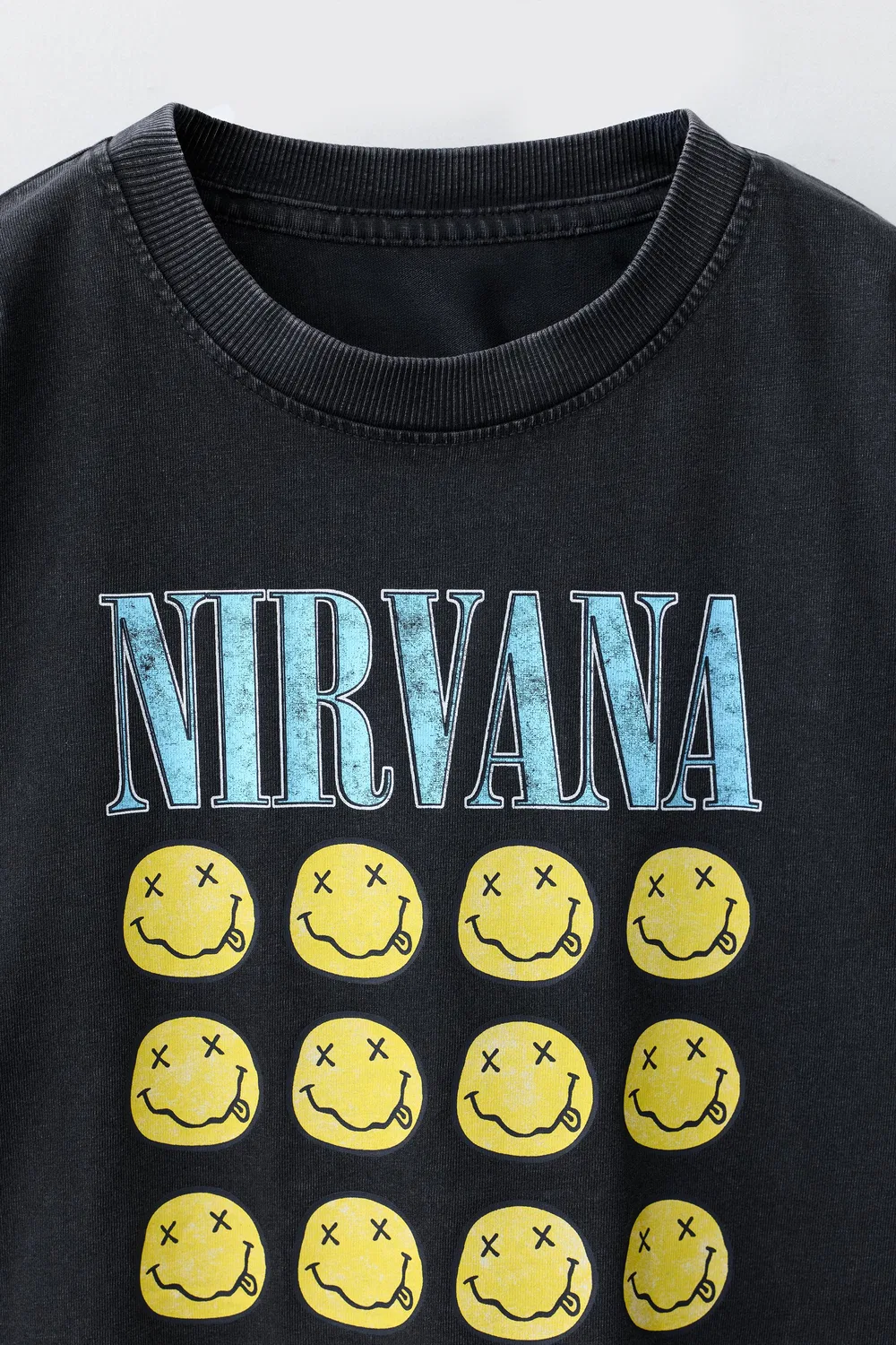 Футболка NIRVANA с эффектом выцветания ZARA, Anthracite Grey — фото 3