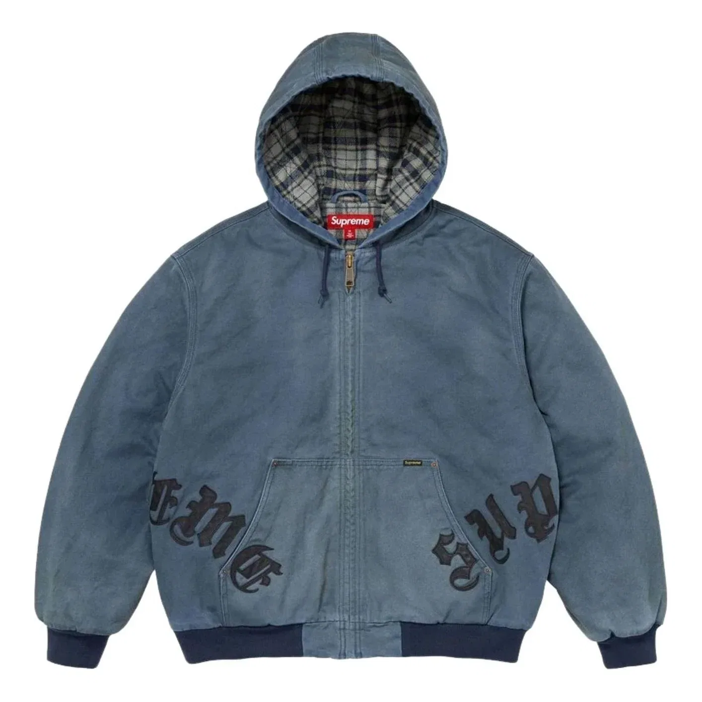 Мужская куртка FW26 Leather Applique Hooded Work Jacket 'Navy' Supreme, темно-синий