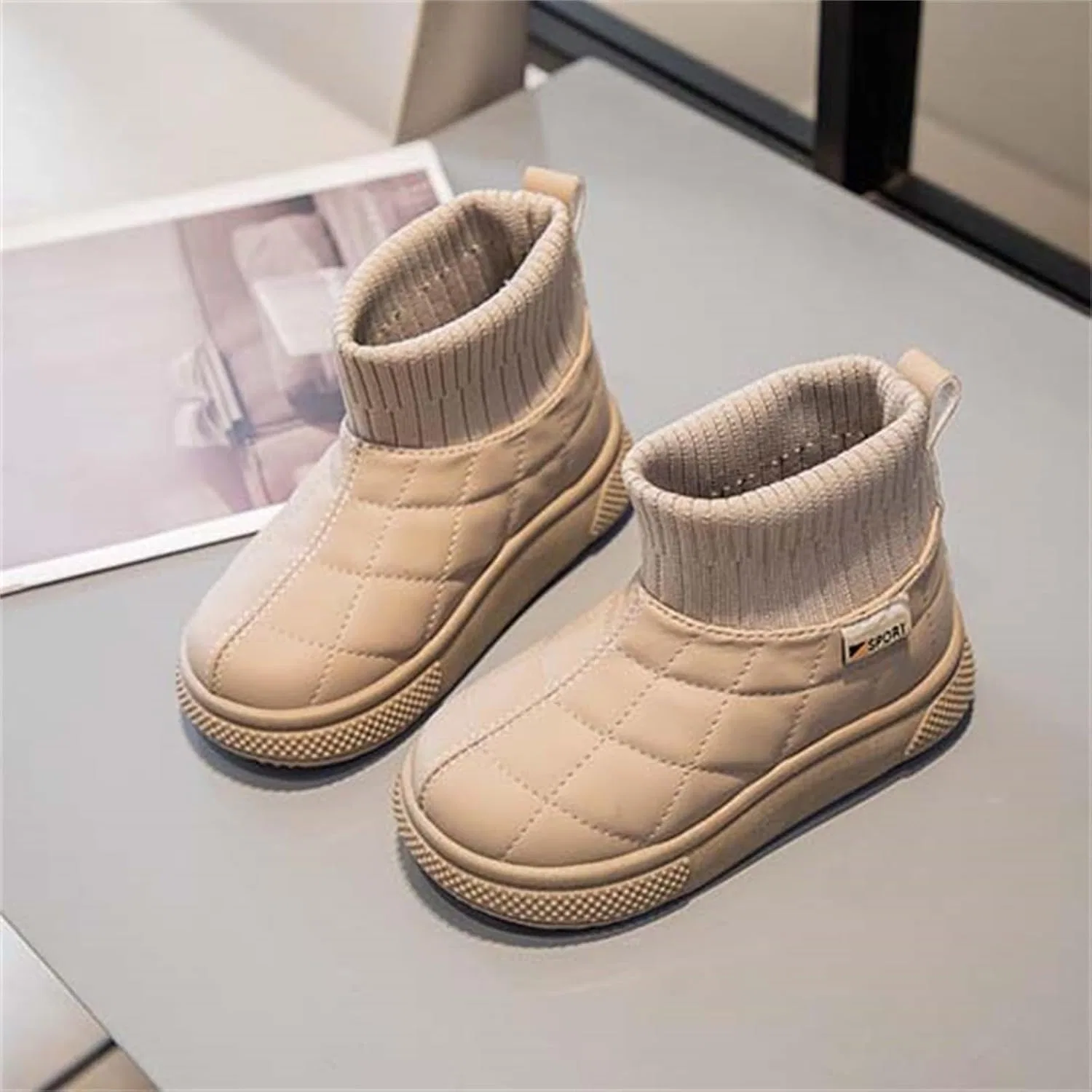 Детские зимние ботинки с мехом для мальчиков и девочек Zzalalana, Khaki — фото 2