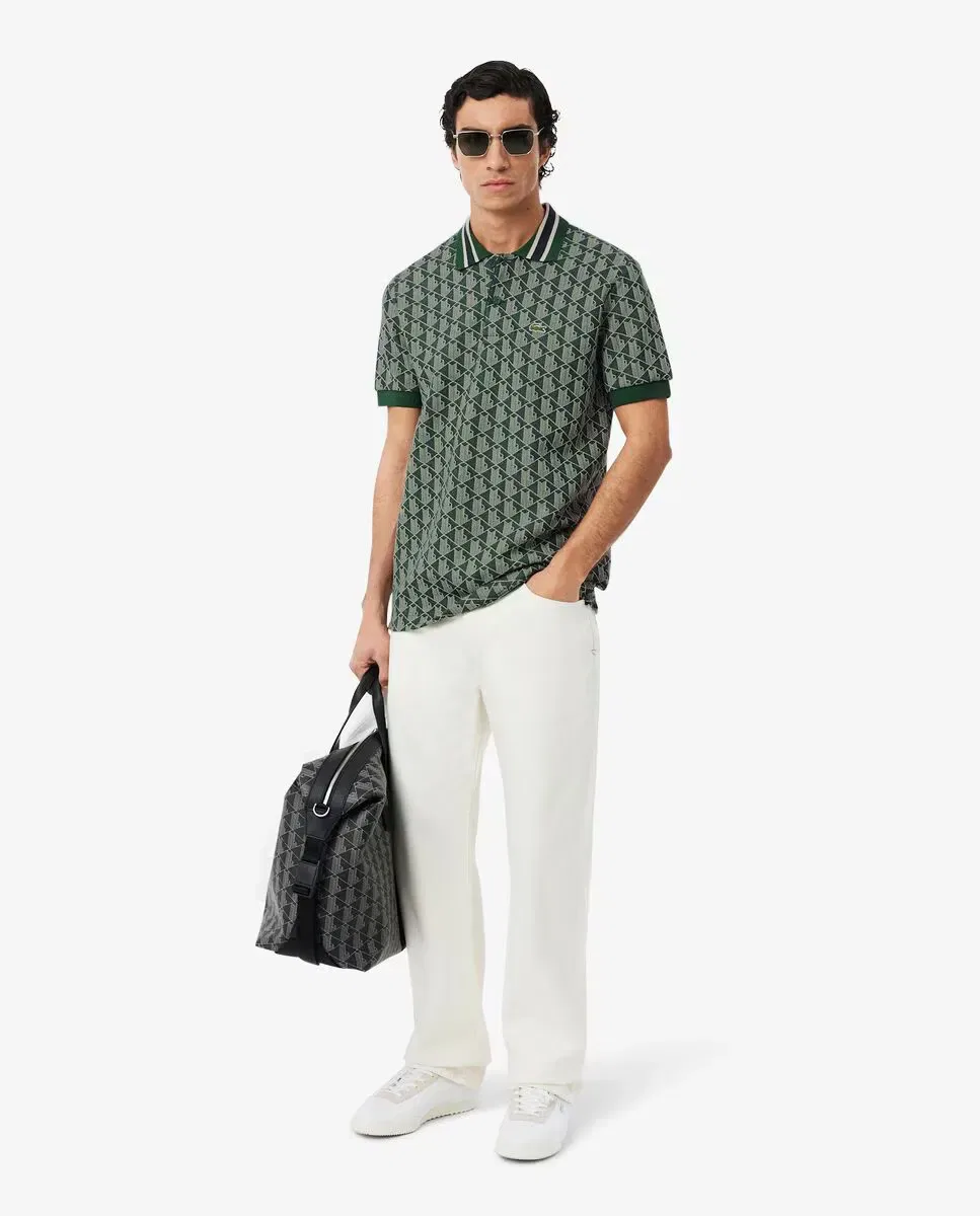 Мужское поло с коротким рукавом из жаккарда Lacoste, Verde Agua — фото 4