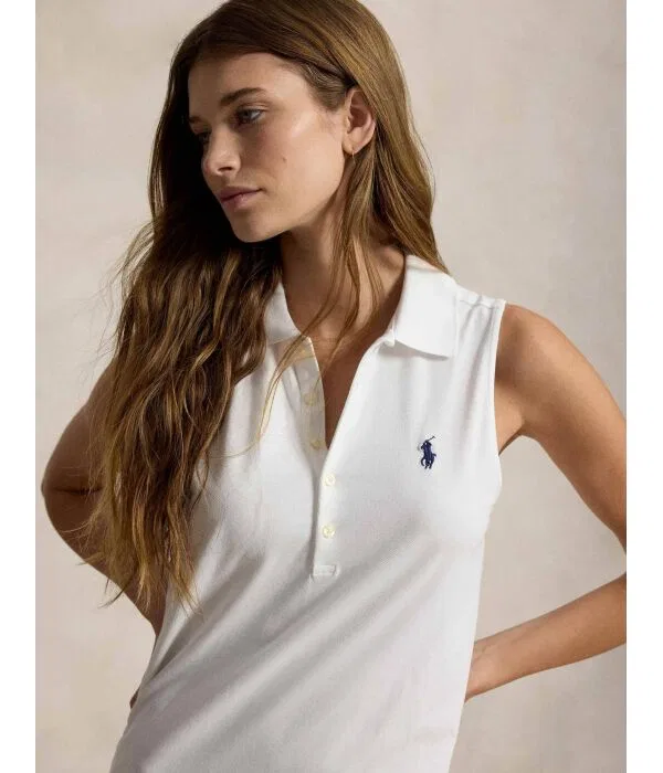 Женское платье-миди хлопковое Polo Ralph Lauren, белый — фото 4