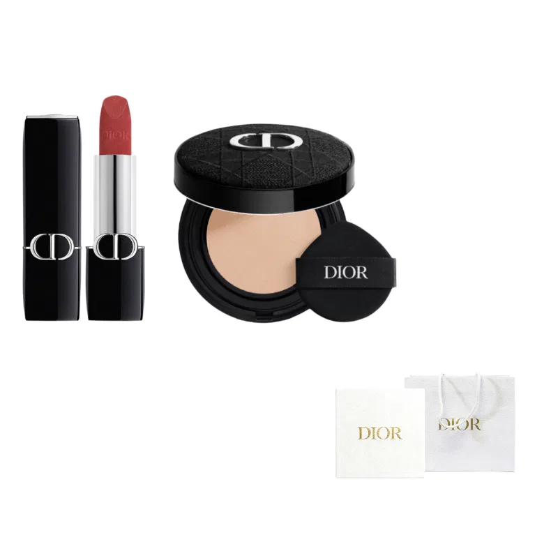 Женский набор для макияжа с помадой и тональным кремом DIOR, Blue Gold