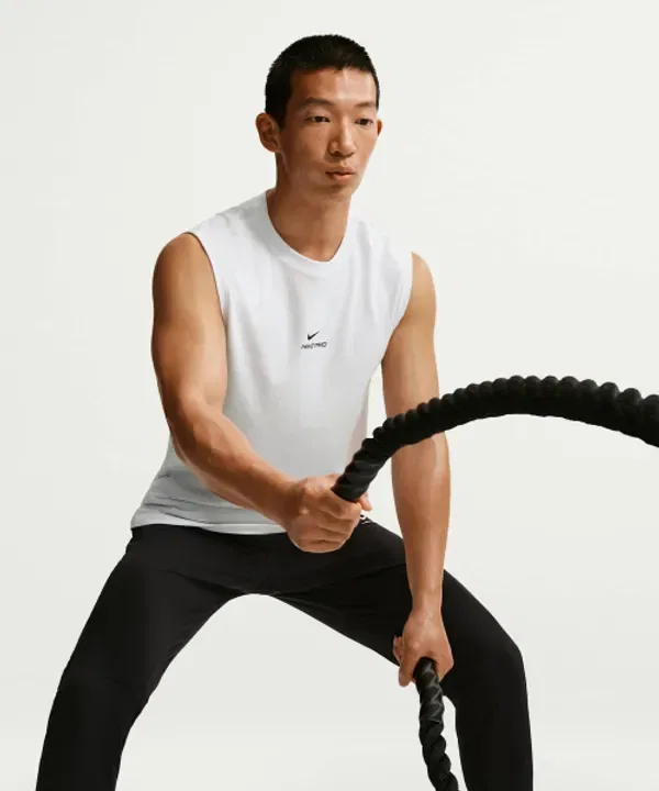 Топ тренировочный без рукавов Nike, белый/черный — фото 3