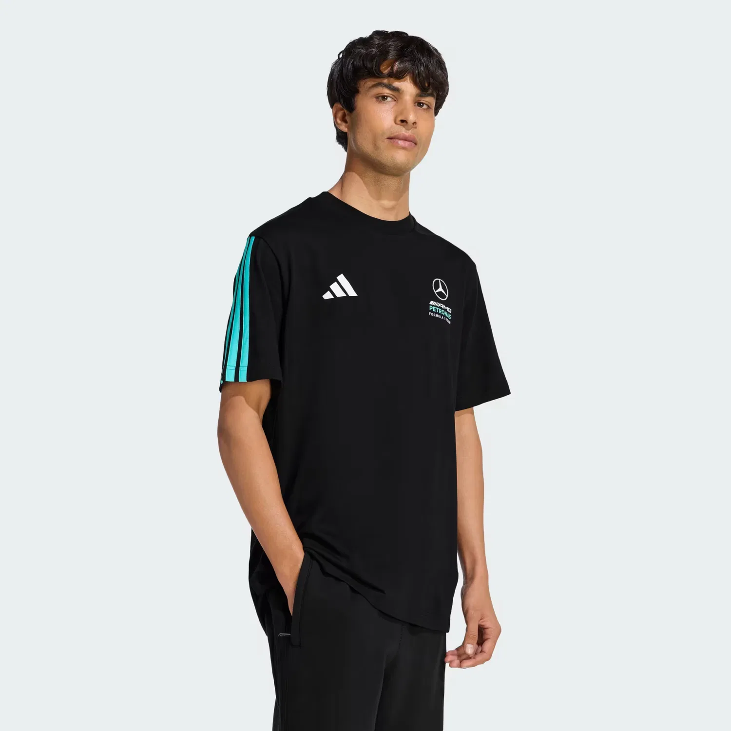 Мужская футболка с принтом MERCEDES - AMG PETRONAS FORMULA 1 TEAM DNA TEE Adidas Performance, черный/semi mint rush