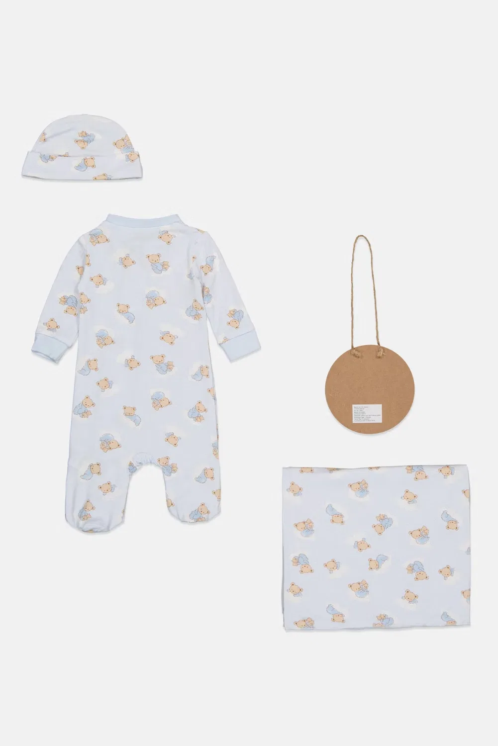 Комплект для малышки с принтом из 4 предметов Baby Essentials, голубой — фото 4