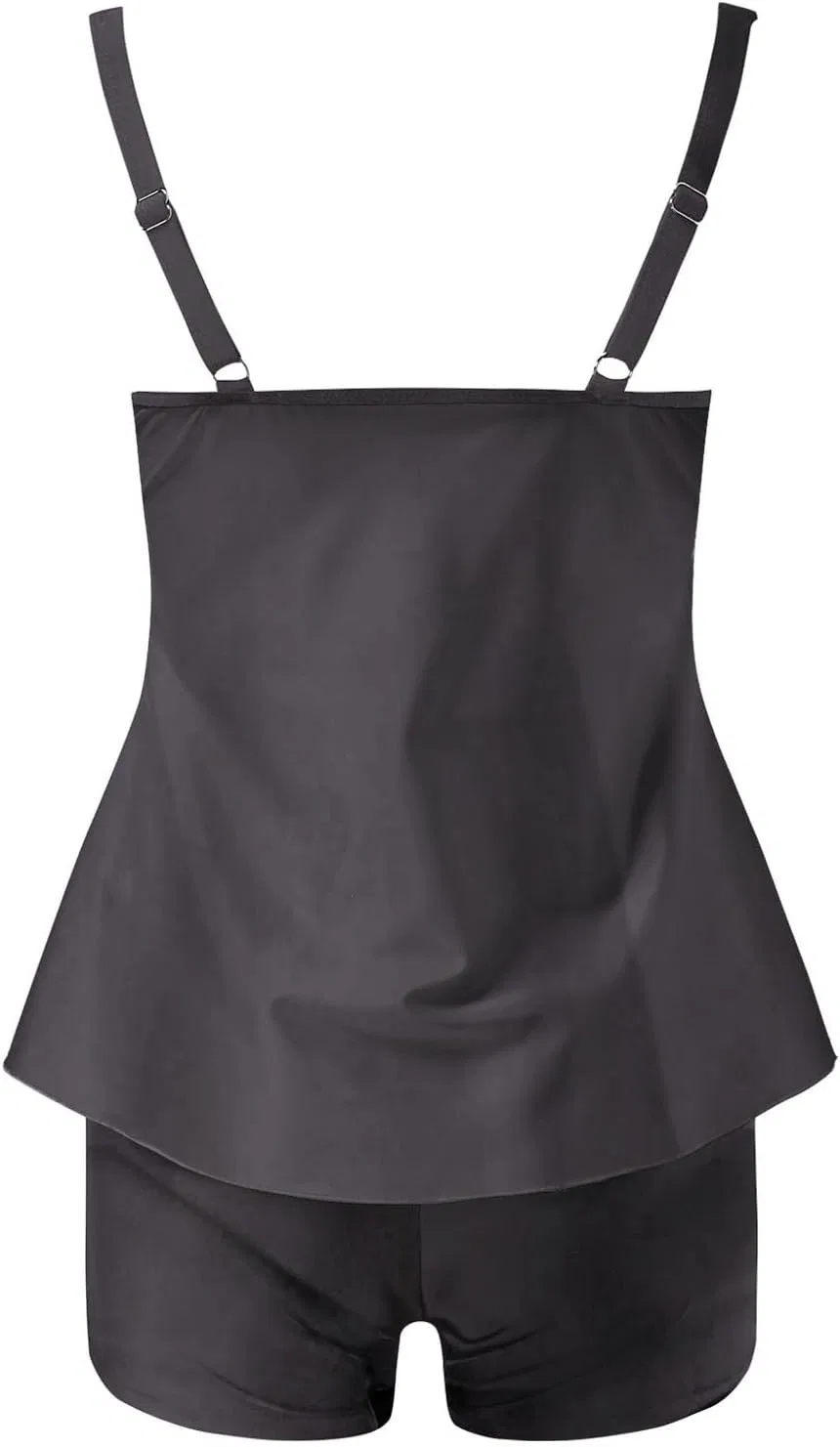 Женский танкини с принтом, двухкомплектный, Dark Gray — фото 4