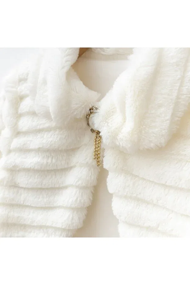Детская куртка для девочек плюшевое Striped Plush Bolero Lumia Baby, Ecru — фото 3