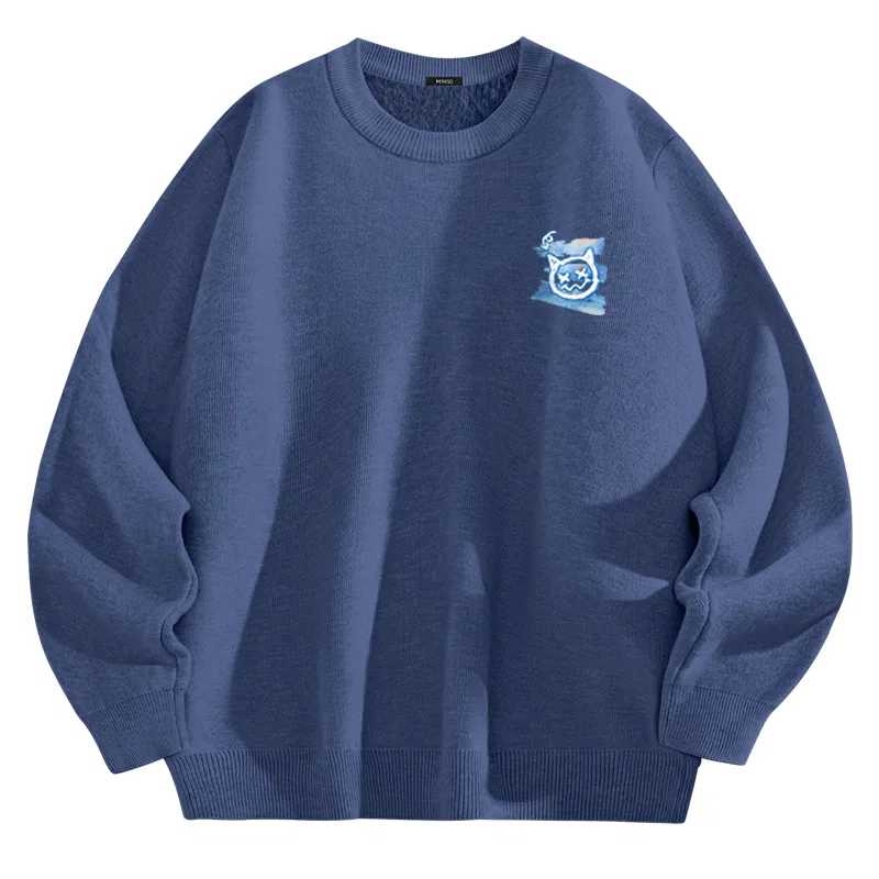 Детское джемпер с начесом и флисовой подкладкой MINISO, Dark Gray (B Graffiti Blue Bear Chest Logo) — фото 3