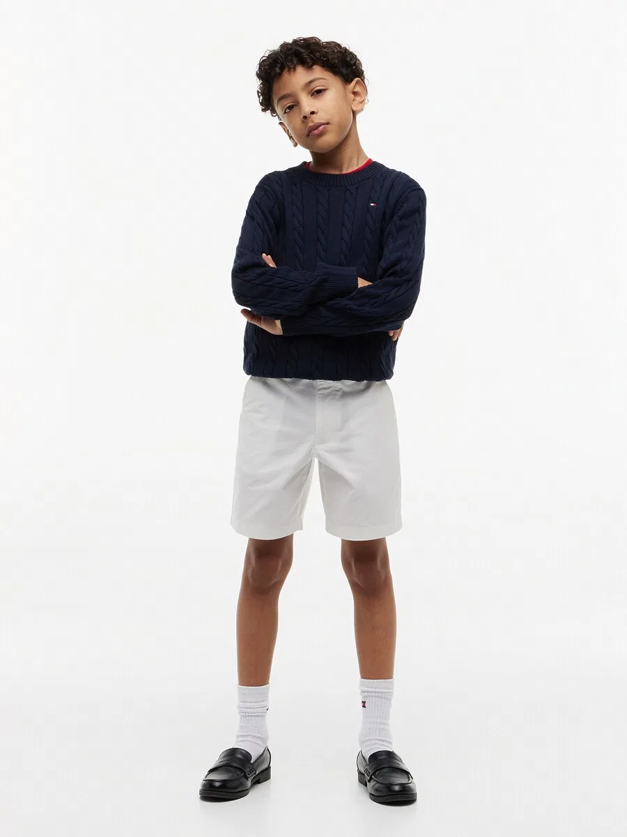 Детские свободные шорты 'Essential' белого цвета Tommy Hilfiger Kids — фото 4