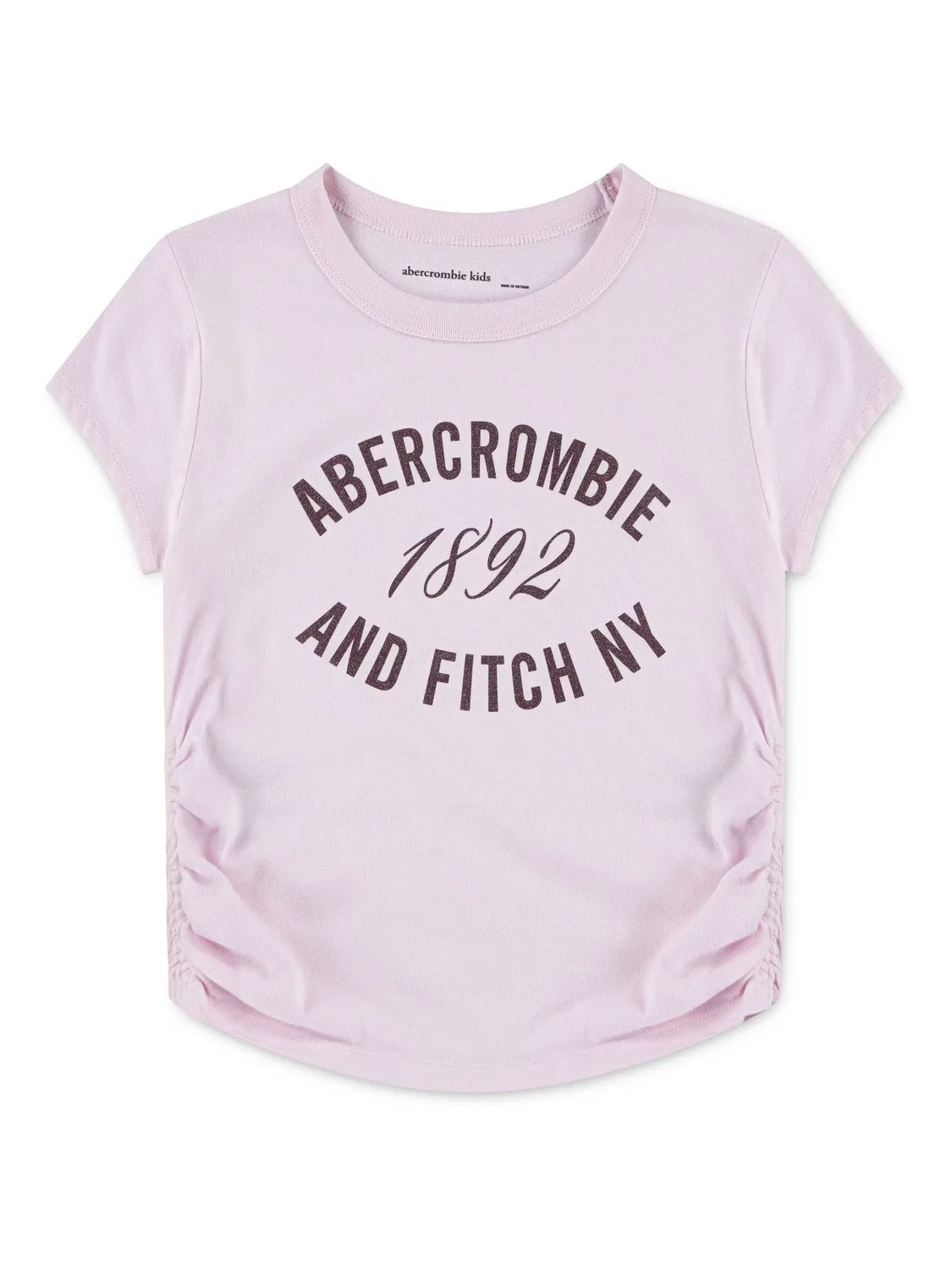 Футболка с принтом, утяжкой по бокам Abercrombie & Fitch, розовый