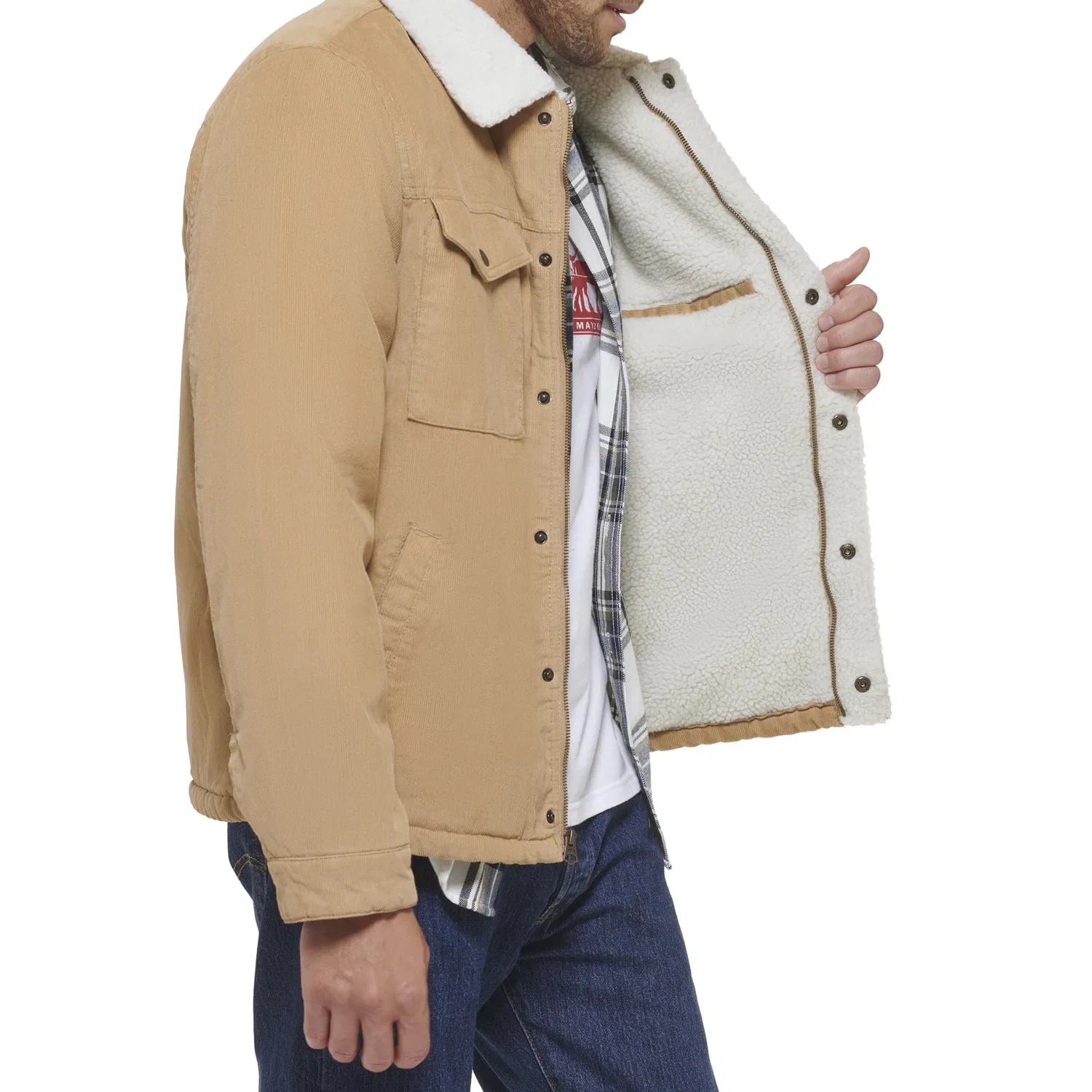 Мужская куртка-джинсовка с флисовой подкладкой Type 3 Levi's, 2-light brown — фото 3