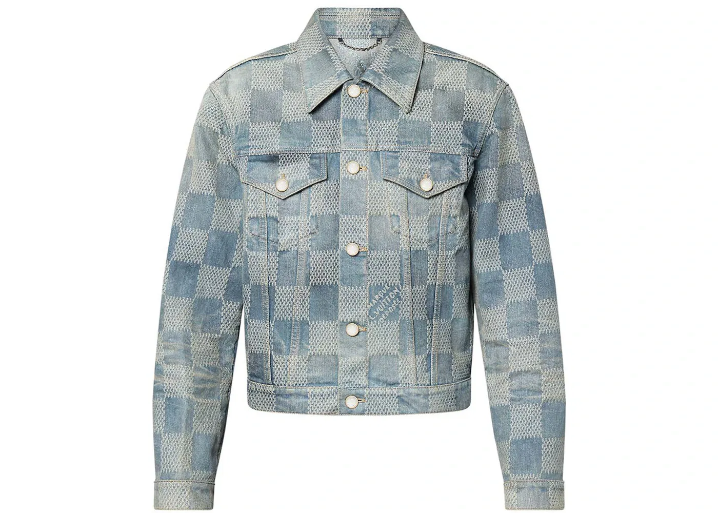 Мужская куртка из денима с принтом Damier Louis Vuitton, Indigo