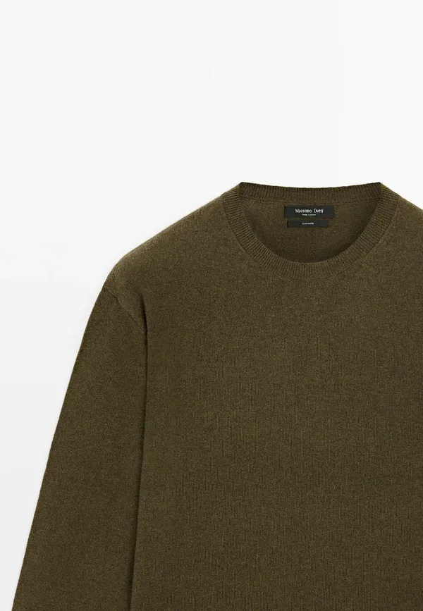 Свитер из кашемира Ribbed Knit Sweater Massimo Dutti, темно-зеленый — фото 3