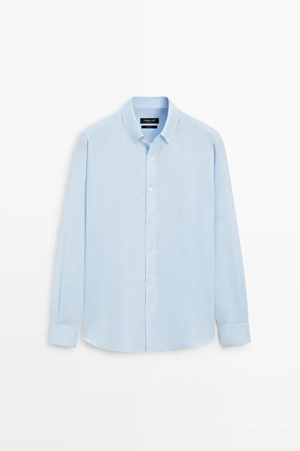 Рубашка Massimo Dutti 100% Cotton Twill Regular Fit, светло-голубой — фото 2