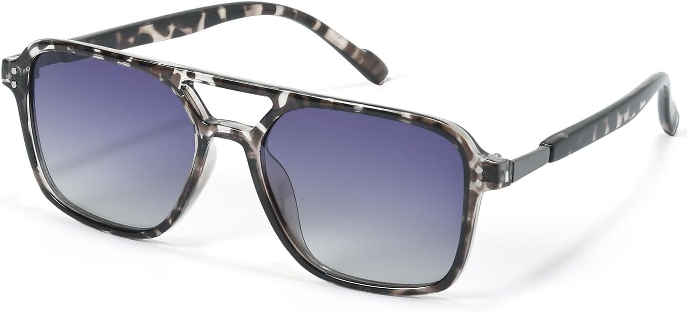 

Ретро поляризованные солнцезащитные очки для женщин и мужчин, модные солнцезащитные очки-авиаторы для вождения, женские прямоугольные солнцезащитные очки с защитой от УФ-излучения UV400 DEPHILA, Tortoise Frame/Black Lens