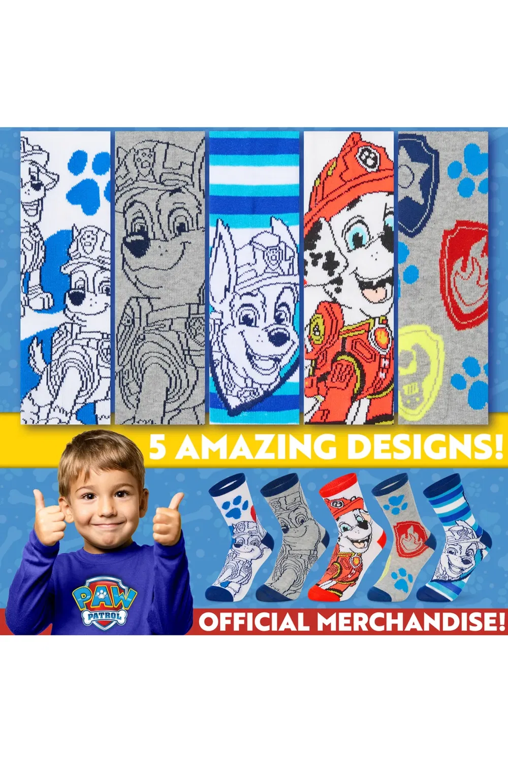 Детские носки для девочек, набор из 9 пар, Paw Patrol, Blue — фото 3