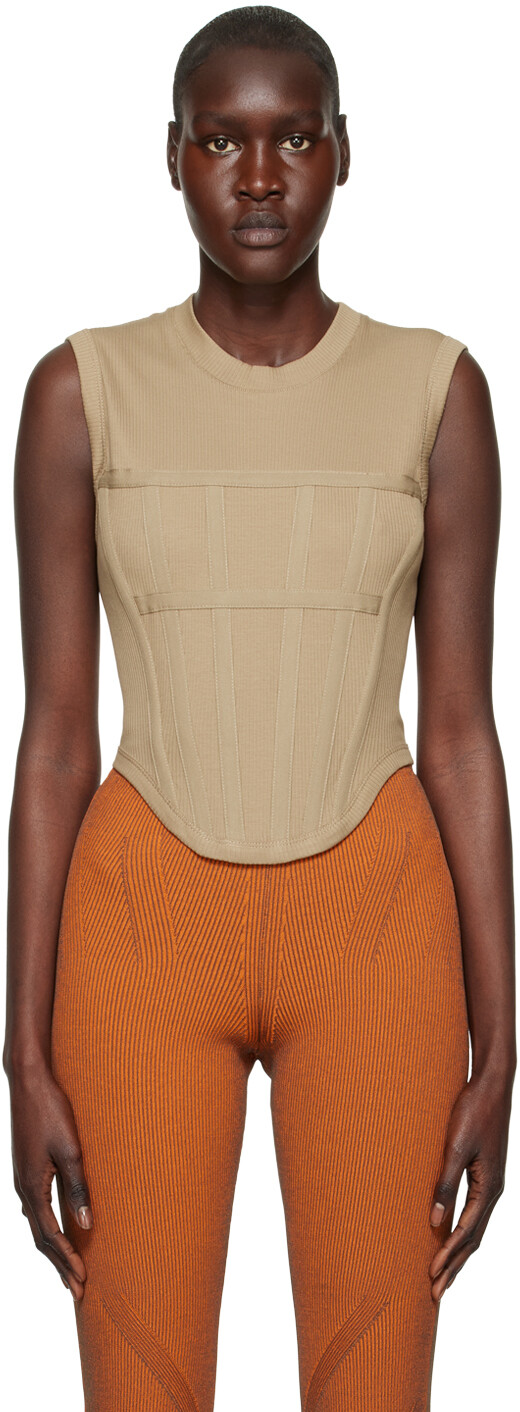 

Майка цвета хаки с корсетом Dion Lee