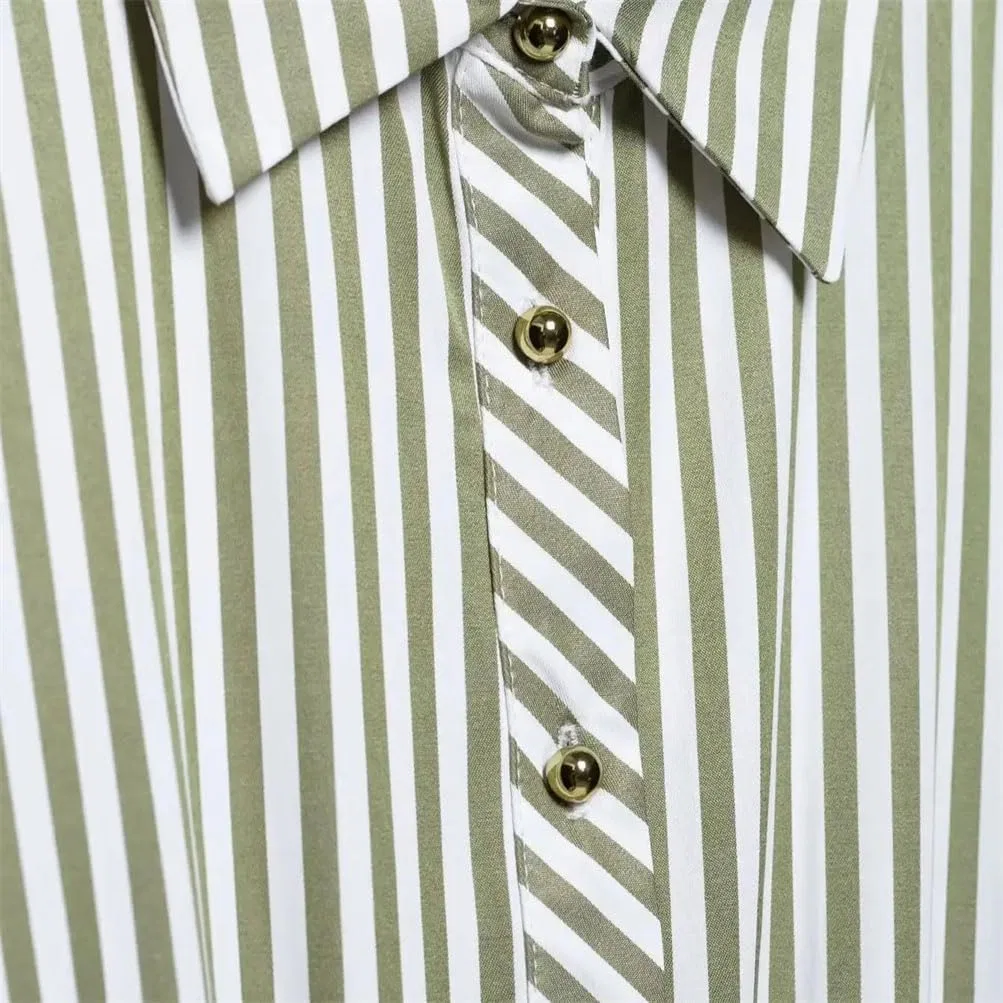 Женское платье миди А-силуэта с поясом, Striped Dress — фото 3