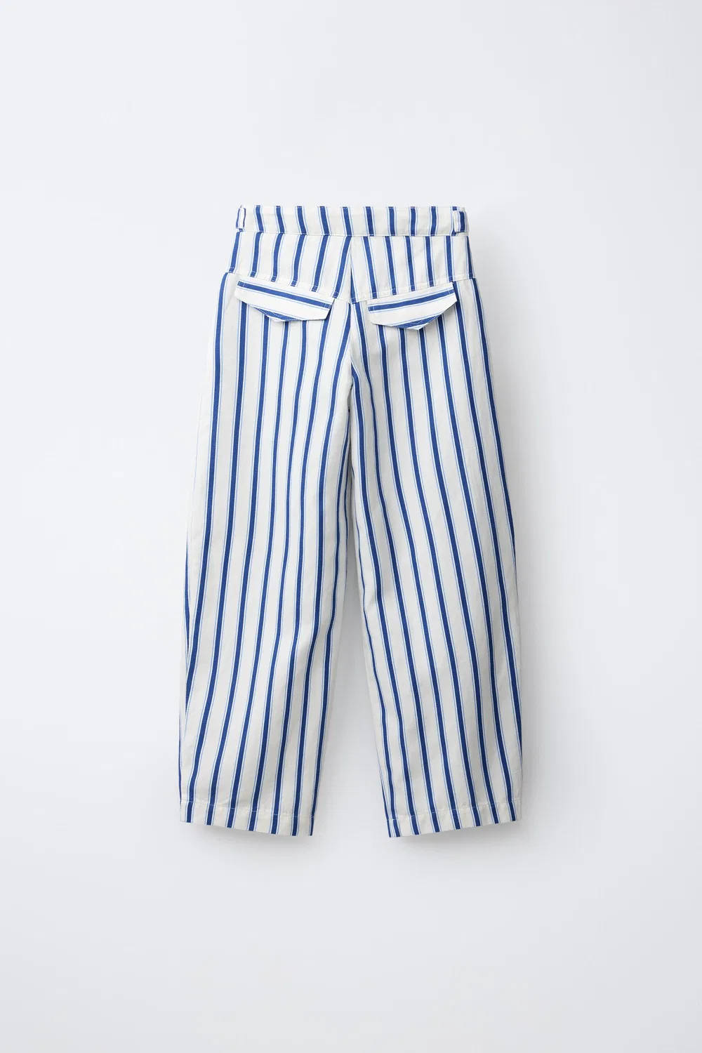 Полосатые брюки "Бочка" ZARA, Ecru/Blue — фото 2