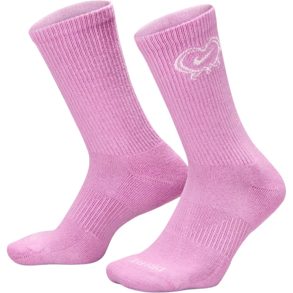 Носки повседневные с усиленной пяткой и мыском Everyday Plus Cushioned Crew Socks, Nike, Light Pink/Sail White — фото 4