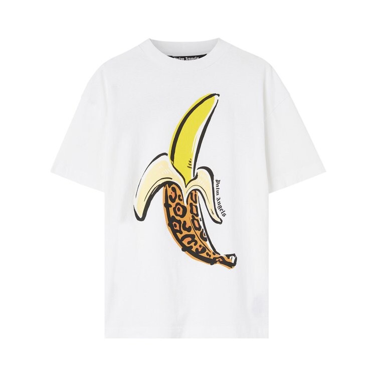 Футболка Palm Angels Banana Printed Classic T-Shirt 'White/Yellow', белый — фото 2