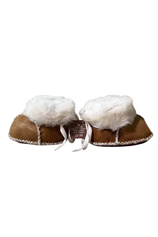 Детские пинетки кожаные без каблука Leather baby booties Store, Brown — фото 2