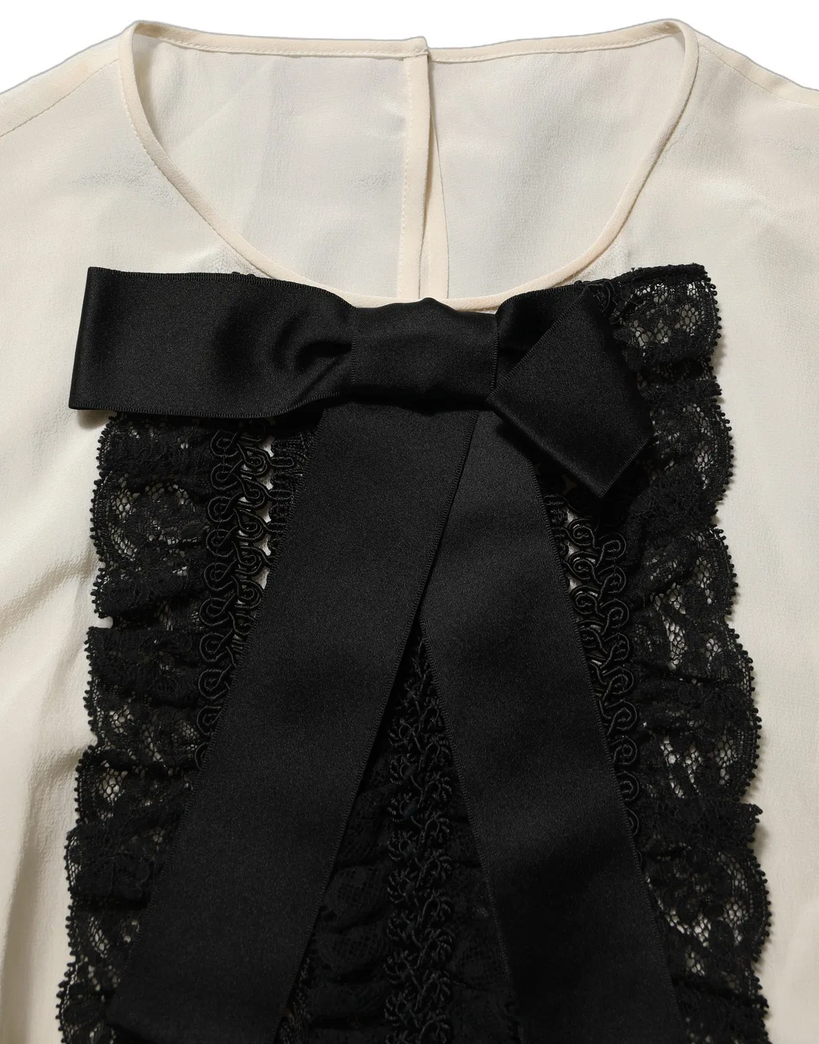Женская блузка с коротким рукавом и бантом White Lace Trim Bow Dolce & Gabbana, White — фото 3