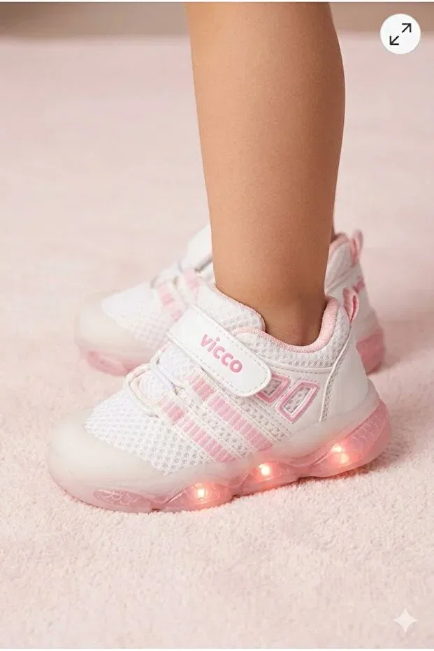 Детские кроссовки для мальчиков с застежкой-липучкой Lighted lightweight and orthopedic first step shoes Vicco, White