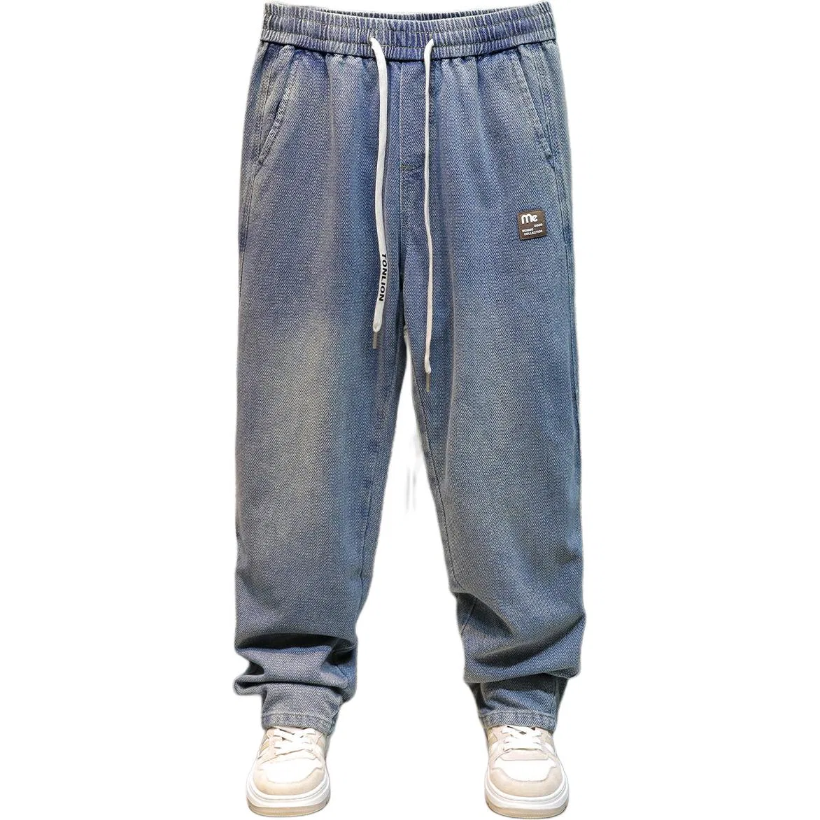 Детские джинсы прямого кроя с эластичным поясом на шнурке Tonlion, Medium Blue