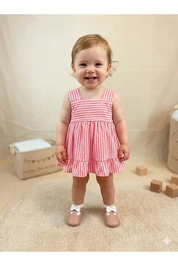 Детское платье для девочек с полоской Babytex, Pink