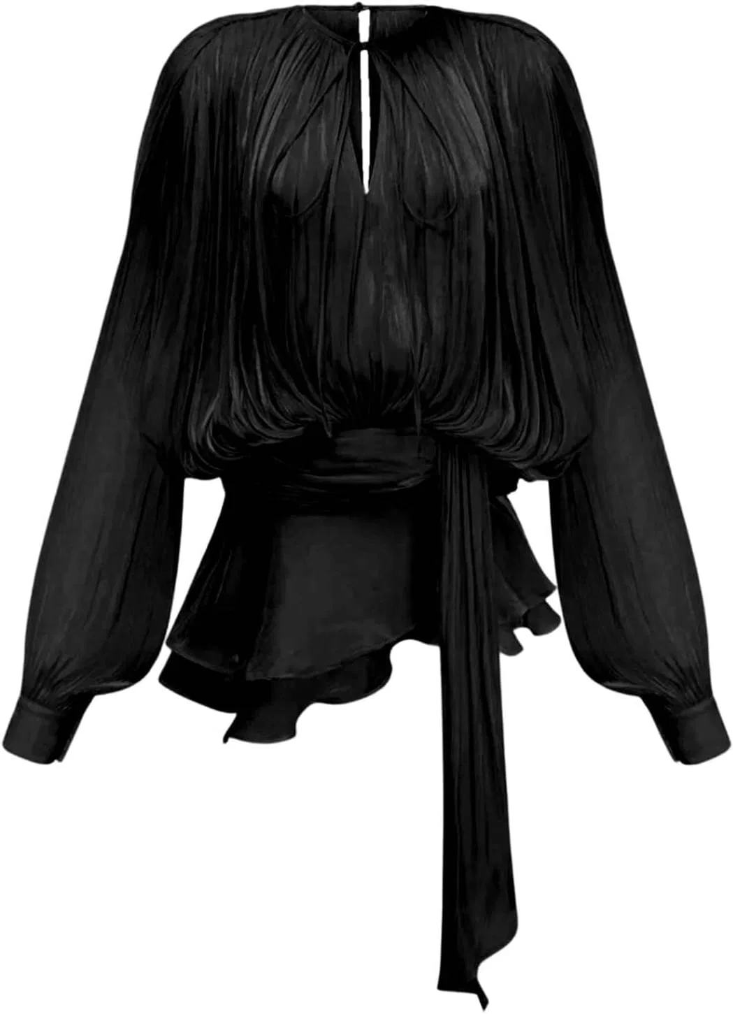 Женское платье с рукавом-фонариком, модель Bubble Pleated, чёрный — фото 3