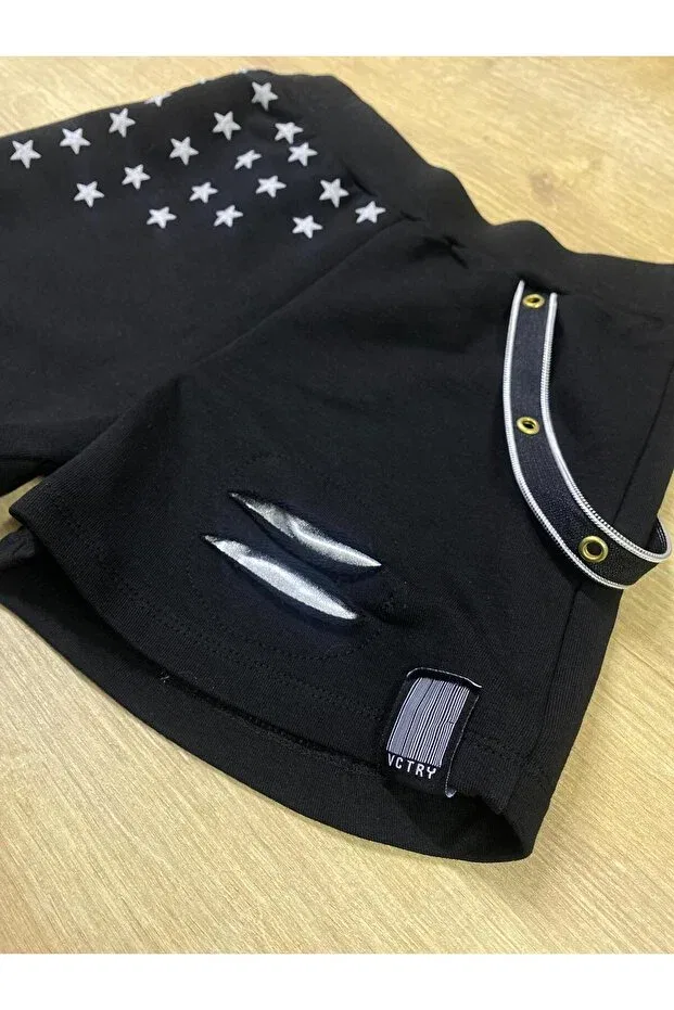 Детские шорты для девочек с принтом Star Patterned Babyhola, Black — фото 4