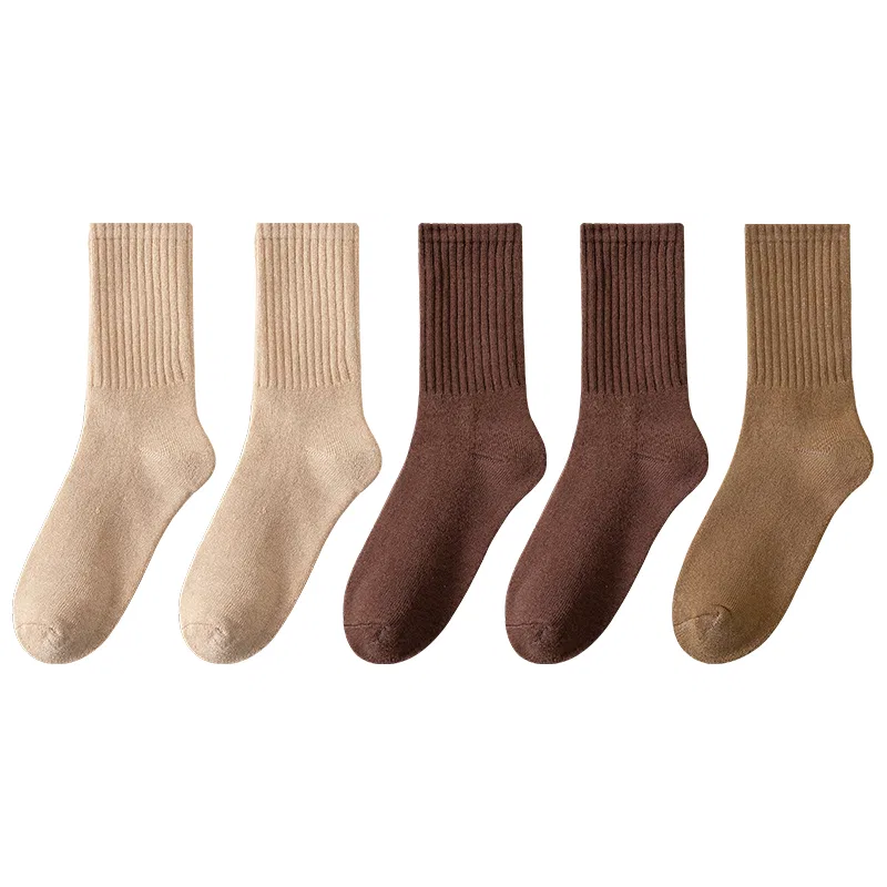 Детские носки-комплект из 5 пар с повседневным дизайном, Khaki 2+Dark Brown 2+Coffee, MIIOW