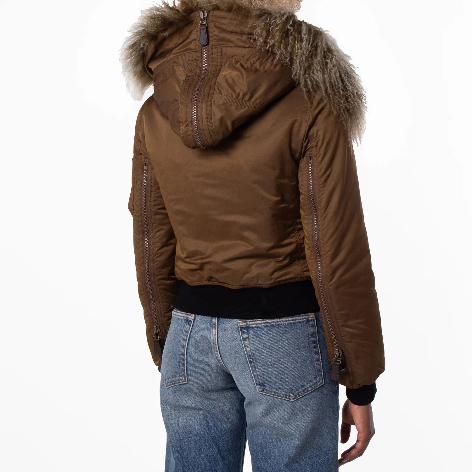 Женский утепленный бомбер с капюшоном Slim-Fit Padded Bomber Jacket Burberry, Bison — фото 4