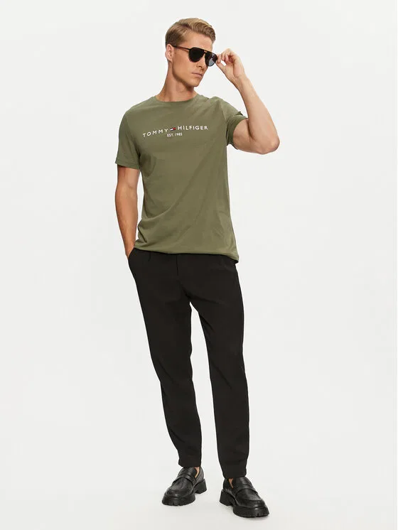 Футболка regular fit Logo Tommy Hilfiger, зеленый — фото 2