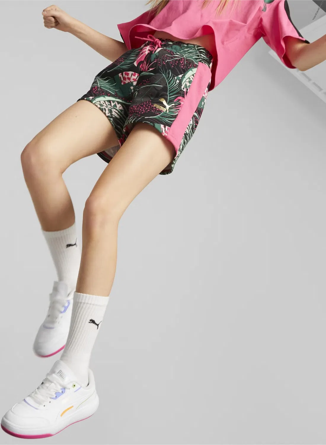 Шорты с цветочным принтом T7 Vacay Queen Puma, розовый — фото 3