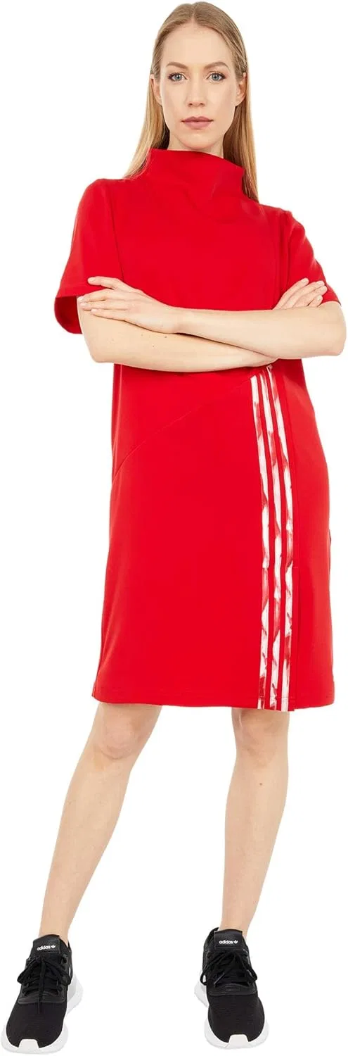 Женское платье с тремя полосками adidas, Scarlet
