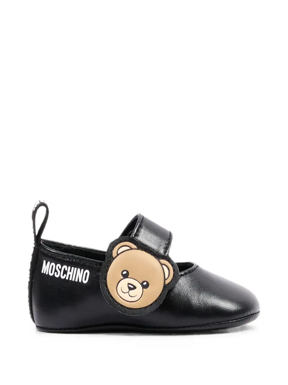 Балетки с застежкой-липучкой в виде плюшевого мишки Moschino Kids, черный
