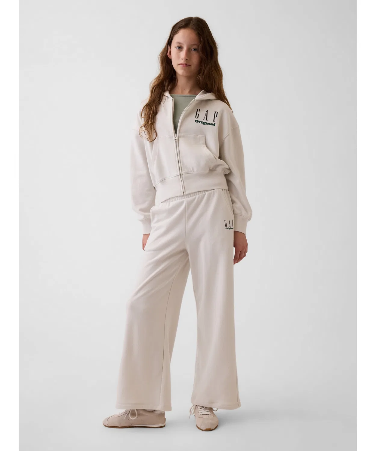 Детские широкие спортивные штаны с логотипом Vintage Soft French Terry GAP, Красный — фото 2