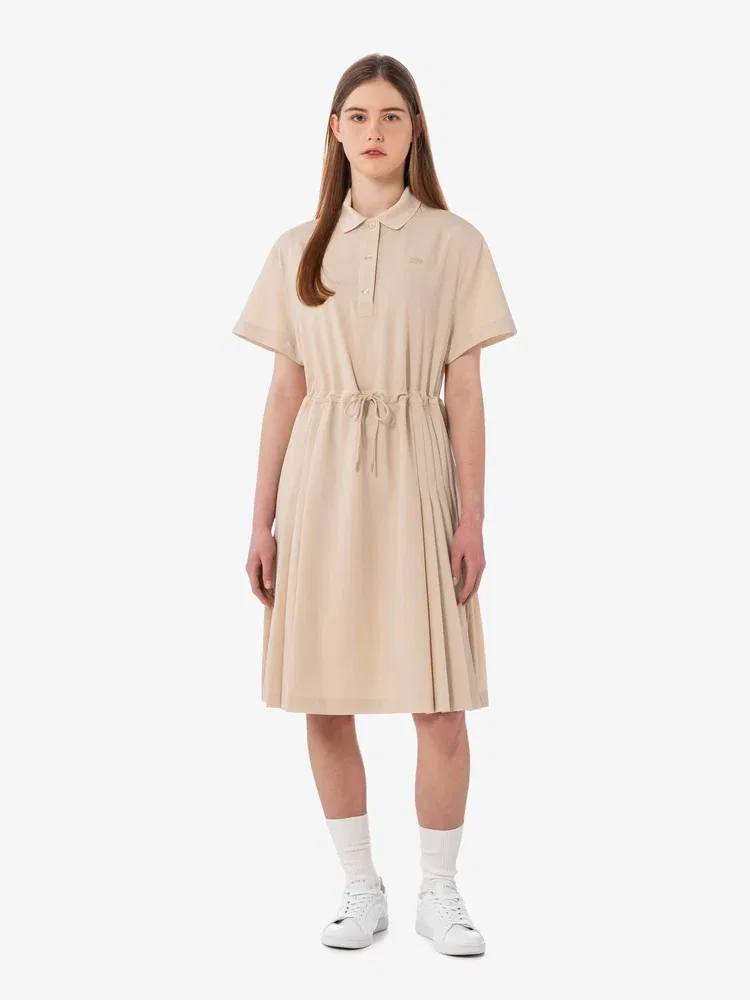 Платье поло LACOSTE Beige, шерстяной бленд, классический крой
