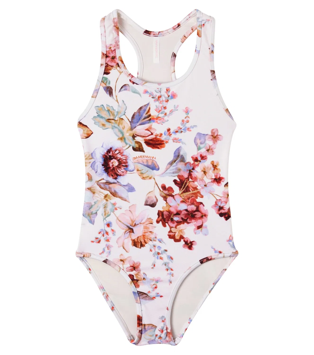 Купальник раздельный с цветочным принтом Zimmermann Kids, белый