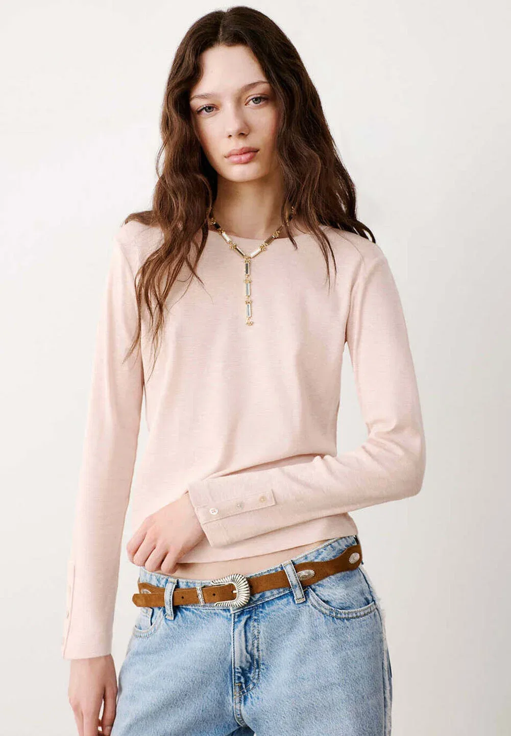 Подростковая футболка с длинными рукавами Mango Kids, Pink