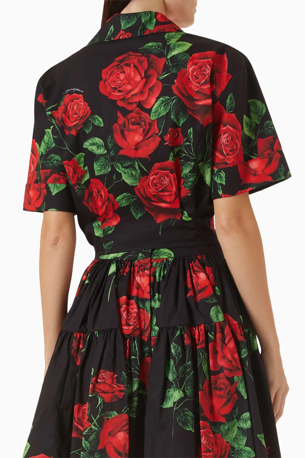 Рубашка укороченная с принтом роз хлопковая Dolce & Gabbana — фото 3